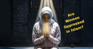 A Muslim woman praying, highlighting the spiritual equality of women in Islam.